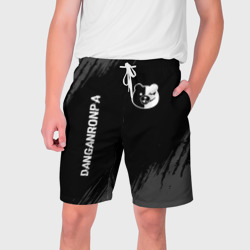 Мужские шорты 3D Danganronpa glitch на темном фоне: надпись, символ