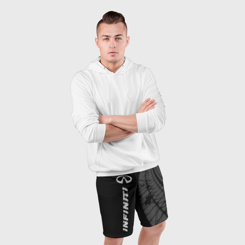 Мужские шорты спортивные Infiniti Speed на темном фоне со следами шин: по-вертикали, цвет 3D печать - фото 5
