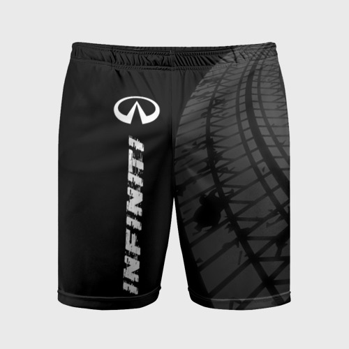 Мужские шорты спортивные Infiniti Speed на темном фоне со следами шин: по-вертикали, цвет 3D печать