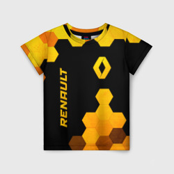 Детская футболка 3D Renault - gold gradient: надпись, символ