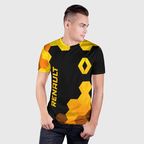 Мужская футболка 3D Slim Renault - gold gradient: надпись, символ, цвет 3D печать - фото 3