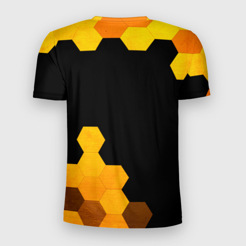 Мужская футболка 3D Slim Renault - gold gradient: надпись, символ, цвет 3D печать - фото 2