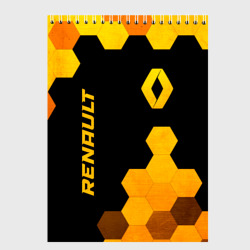 Скетчбук Renault - gold gradient: надпись, символ