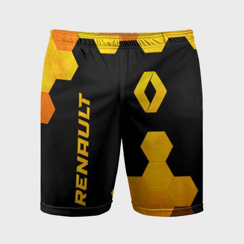 Мужские шорты спортивные Renault - gold gradient: надпись, символ, цвет 3D печать