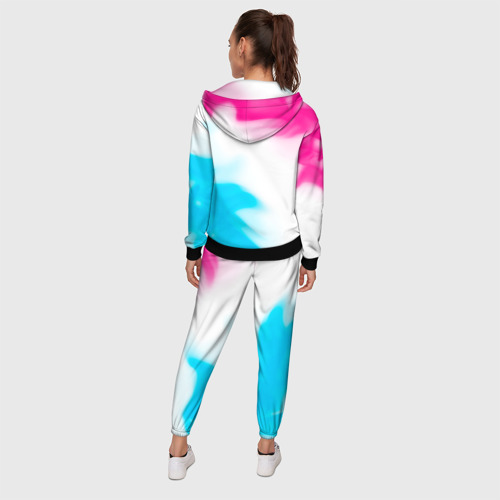 Женский костюм 3D с принтом Geely neon gradient style: надпись, символ, вид сзади #2