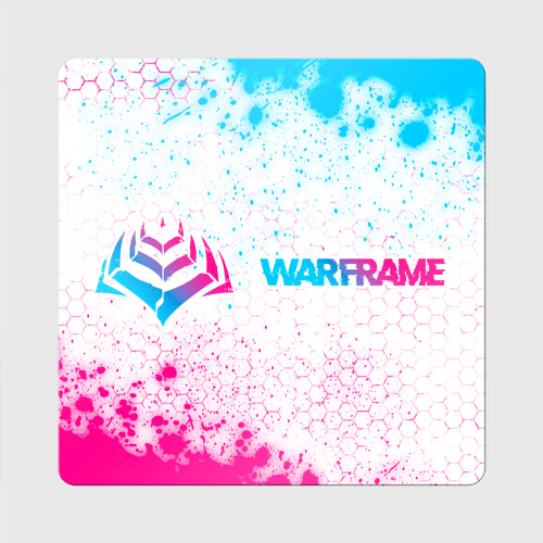 Магнит виниловый Квадрат Warframe neon gradient style: надпись и символ