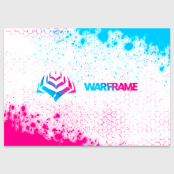 Поздравительная открытка Warframe neon gradient style: надпись и символ