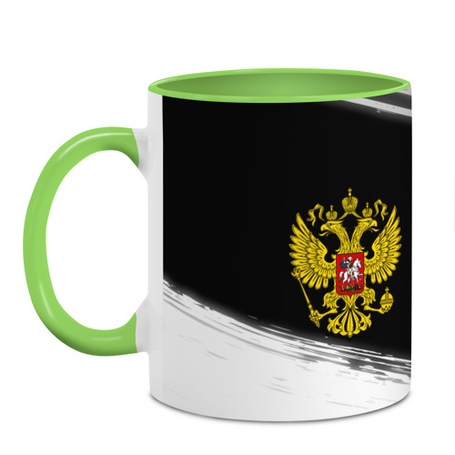 Кружка с полной запечаткой Фигурист из России и герб РФ: надпись и символ, цвет белый + светло-зеленый - фото 2
