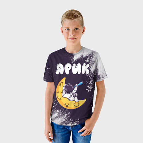 Детская футболка 3D Ярик космонавт отдыхает на Луне, цвет 3D печать - фото 3