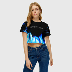 Женская футболка Crop-top 3D Joy Division blue fire - фото 2