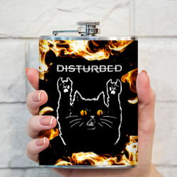 Фляга Disturbed рок кот и огонь - фото 2