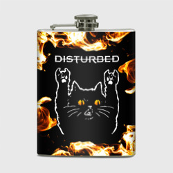 Фляга Disturbed рок кот и огонь