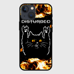 Чехол для iPhone 13 mini Disturbed рок кот и огонь