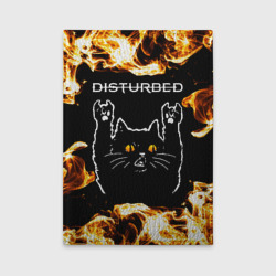 Обложка для автодокументов Disturbed рок кот и огонь