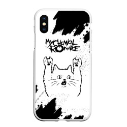 Чехол для iPhone XS Max матовый My Chemical Romance рок кот на светлом фоне