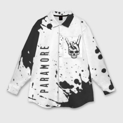 Мужская рубашка oversize 3D Paramore и рок символ на светлом фоне