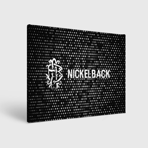 Холст прямоугольный Nickelback glitch на темном фоне: надпись и символ, цвет 3D печать
