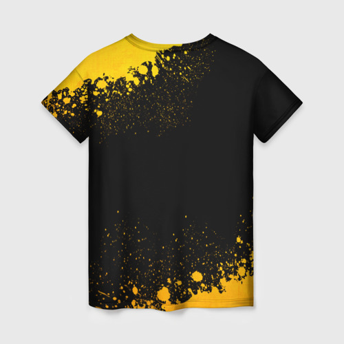 Женская футболка 3D с принтом System of a Down - gold gradient, вид сзади #1