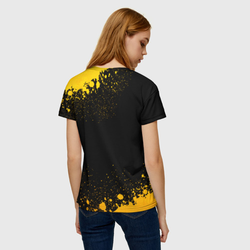 Женская футболка 3D с принтом System of a Down - gold gradient, вид сзади #2