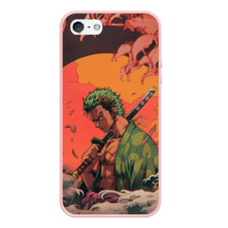 Чехол для iPhone 5/5S матовый Зоро на закате - One Piece