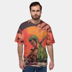 Мужская футболка oversize 3D Зоро на закате - One Piece - фото 2