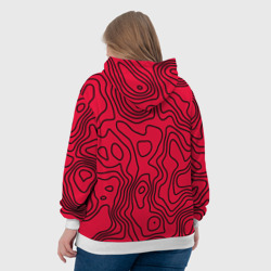 Толстовка с принтом T1 форма red для женщины, вид на модели сзади №3. Цвет основы: белый