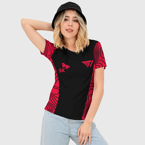 Женская футболка 3D Slim T1 форма red, цвет 3D печать - фото 3
