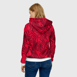 Толстовка с принтом T1 форма red для женщины, вид на модели сзади №2. Цвет основы: белый