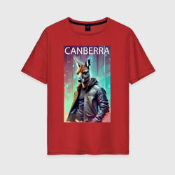 Женская футболка хлопок Oversize Кенгуру - Канберра - Австралия