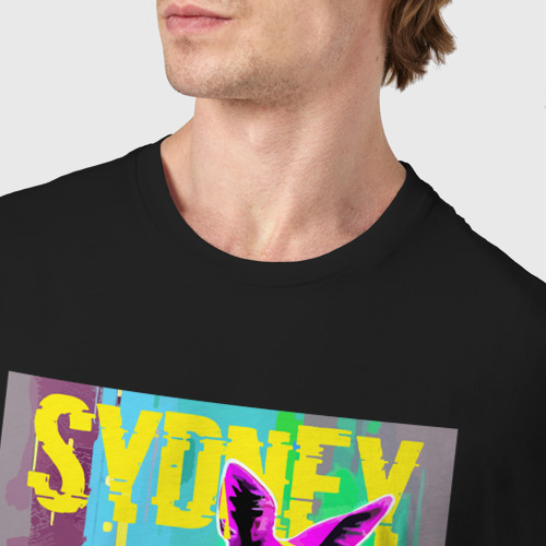 Мужская футболка хлопок Kangaroo fashionista - Sydney - Australia, цвет черный - фото 6