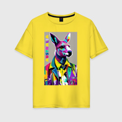 Женская футболка хлопок Oversize Kangaroo - Australia - pop art