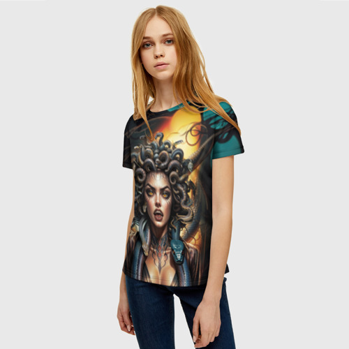 Женская футболка 3D Злая Медуза Горгона, цвет 3D печать - фото 3