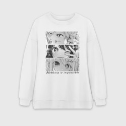 Женский свитшот oversize без начеса хлопок Ai Ruby Aqua eyes - manga