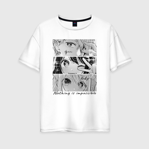 Женская футболка хлопок Oversize Ai Ruby Aqua eyes - manga, цвет белый