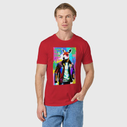 Мужская футболка хлопок Кенгуру - Австралия - поп-арт - акварель - фото 2