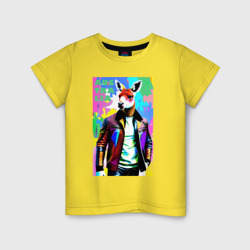 Детская футболка хлопок Кенгуру - Австралия - поп-арт - акварель