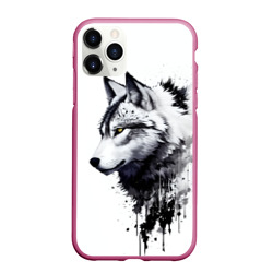 Чехол для iPhone 11 Pro Max матовый Белый волк - краски