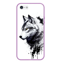 Чехол для iPhone 5/5S матовый Белый волк - краски