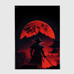 Постер Самурай, деревня и луна - мрачный