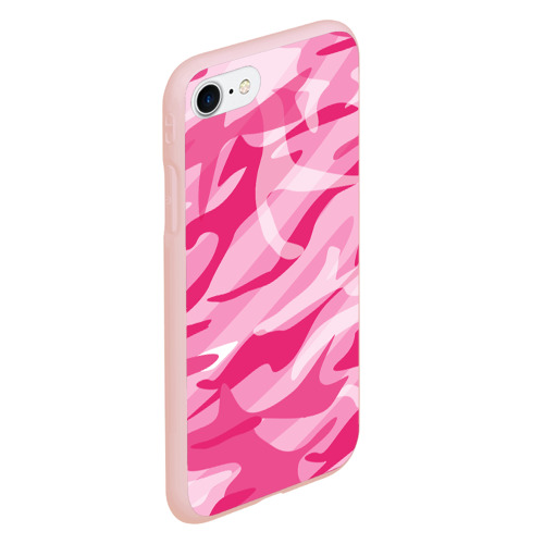 Чехол для iPhone 7/8 матовый с принтом Камуфляж в розовом, вид сбоку #3