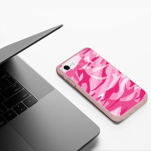 Чехол для iPhone 7/8 матовый с принтом Камуфляж в розовом, фото #5