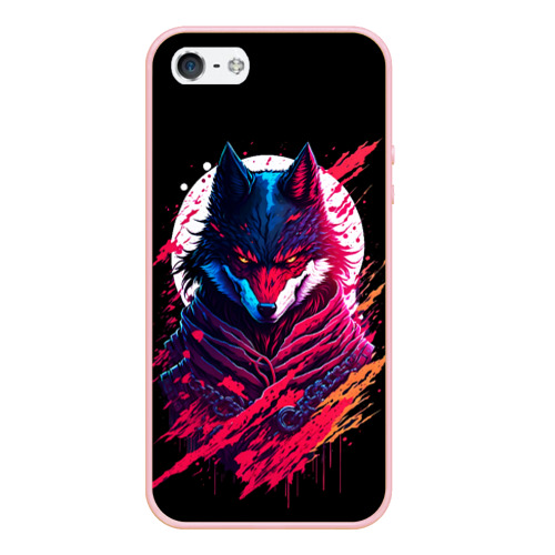 Чехол для iPhone 5/5S матовый Волк от нейросети, цвет светло-розовый