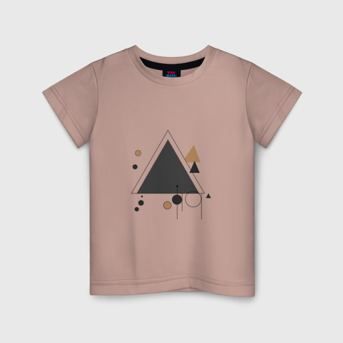 Детская футболка хлопок Геометрическая композиция, цвет пыльно-розовый