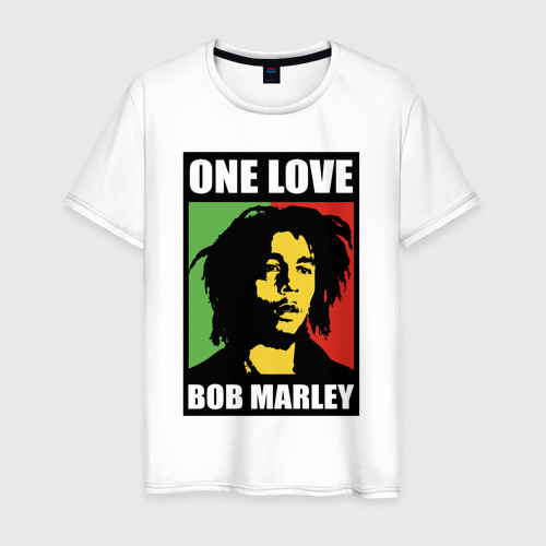 Мужская футболка из хлопка с принтом Bob - one love, вид спереди №1