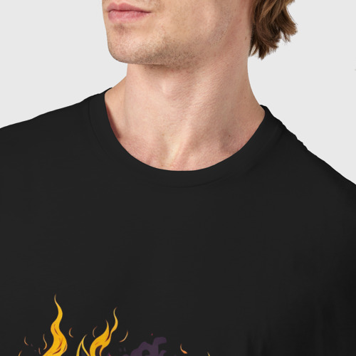 Мужская футболка хлопок с принтом Пламенный кот, фото #4
