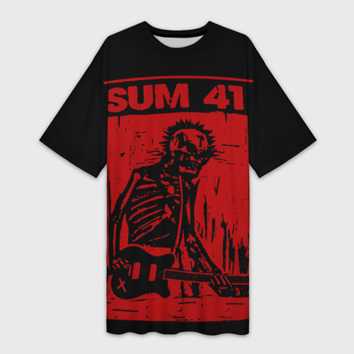 Платье-футболка 3D Sum41 - Skeleton, цвет 3D печать