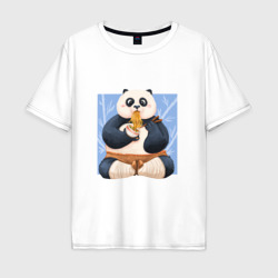 Мужская футболка хлопок Oversize Kung Fu Panda ест Рамен