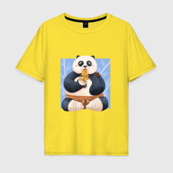 Мужская футболка хлопок Oversize Kung Fu Panda ест Рамен