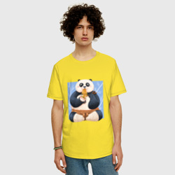 Мужская футболка хлопок Oversize Kung Fu Panda ест Рамен - фото 2