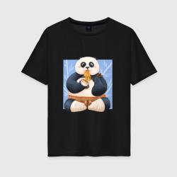 Женская футболка хлопок Oversize Kung Fu Panda ест Рамен